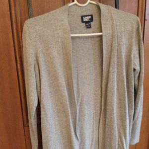 Long grey women's cardigan sweater